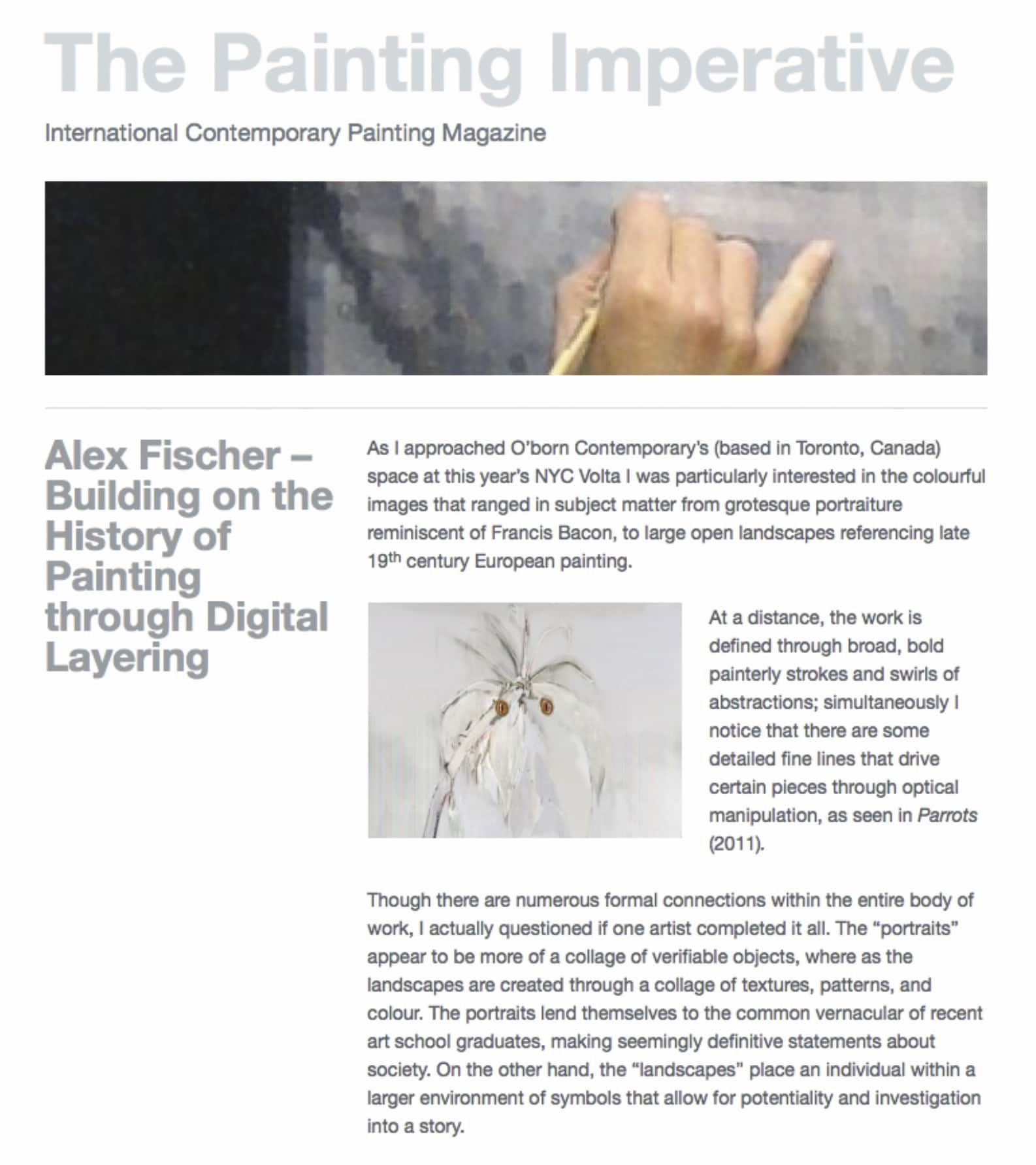 Alex Fischer – Building on the History of Painting through Digital Layering, Erin Treacy for The Painting Imperative — 2012